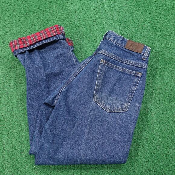 VINTAGE L.L.Bean Jeans Womens 6 Petite Blue Double L Relaxed Fit Flannel Lined - Picture 1 of 12